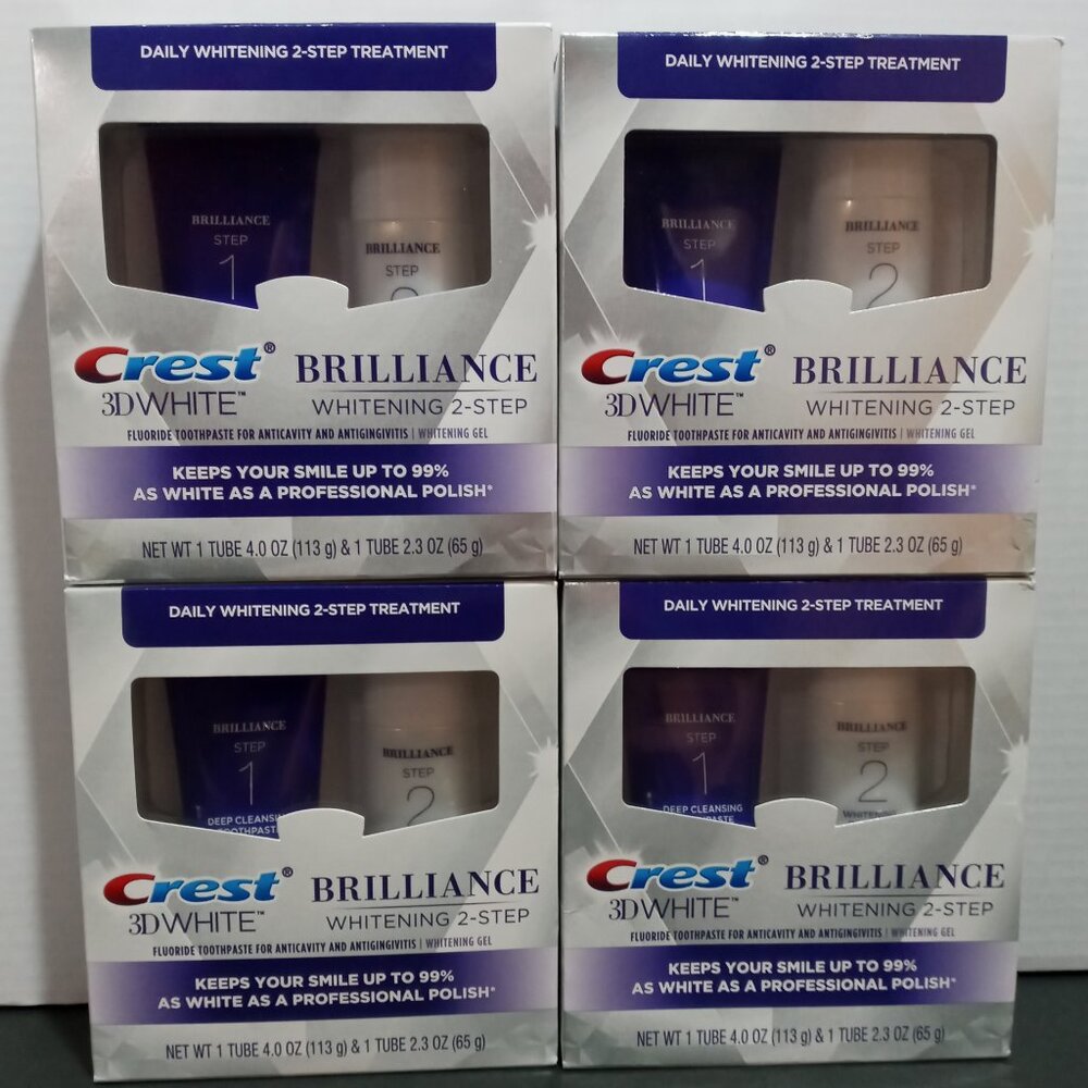 4 Crest 3D White Brilliance 2 Step Kit each, Crest 3D White Toothpaste